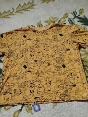 Men's Yellow Large Nickelodeon Ren Stimpy AOP All Over Print Shirt Cartoon TV